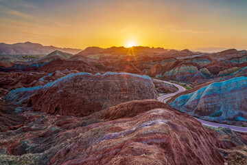 The beautiful colorful rock in Zhangye Danxia geopark of China.