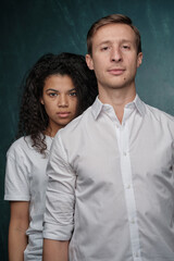 mixed race heterosexual couple loves hugging. Happy together romantic moments