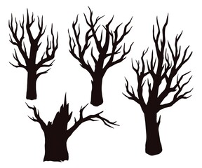 Dry trees black silhouettes