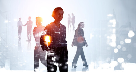 Business people get together to discuss increasing profit of company