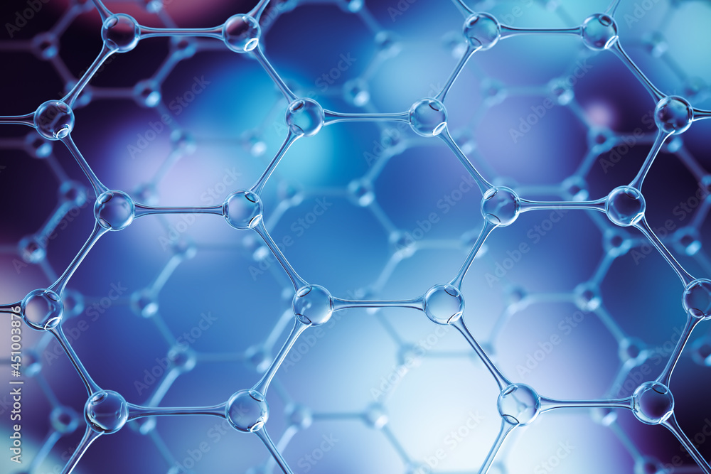 Wall mural science background with molecule or atom, abstract structure for science or medical background