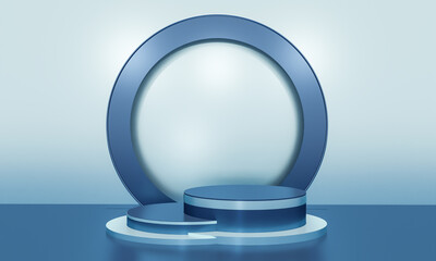 Scene with elegant shiny podium for mock up presentation in minimalism style with copy space, 3d render abstract background