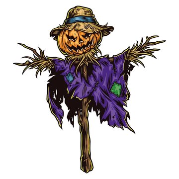 Halloween scarecrow with pumkin head