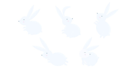 Happy Easter, Mid Autumn, rabbit, bunny in different poses.