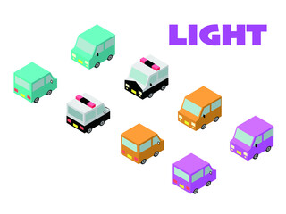 色々な軽自動車（アイソメトリック）