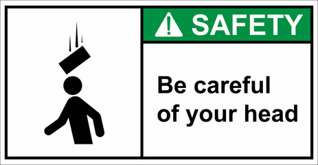 Please be careful of things falling into your head.Safety sign.