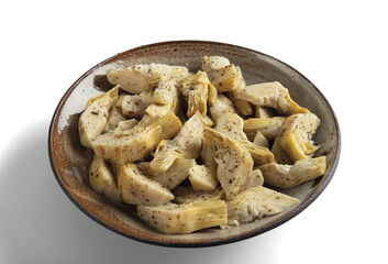 Marinated parts artichoke in oil with herbs.