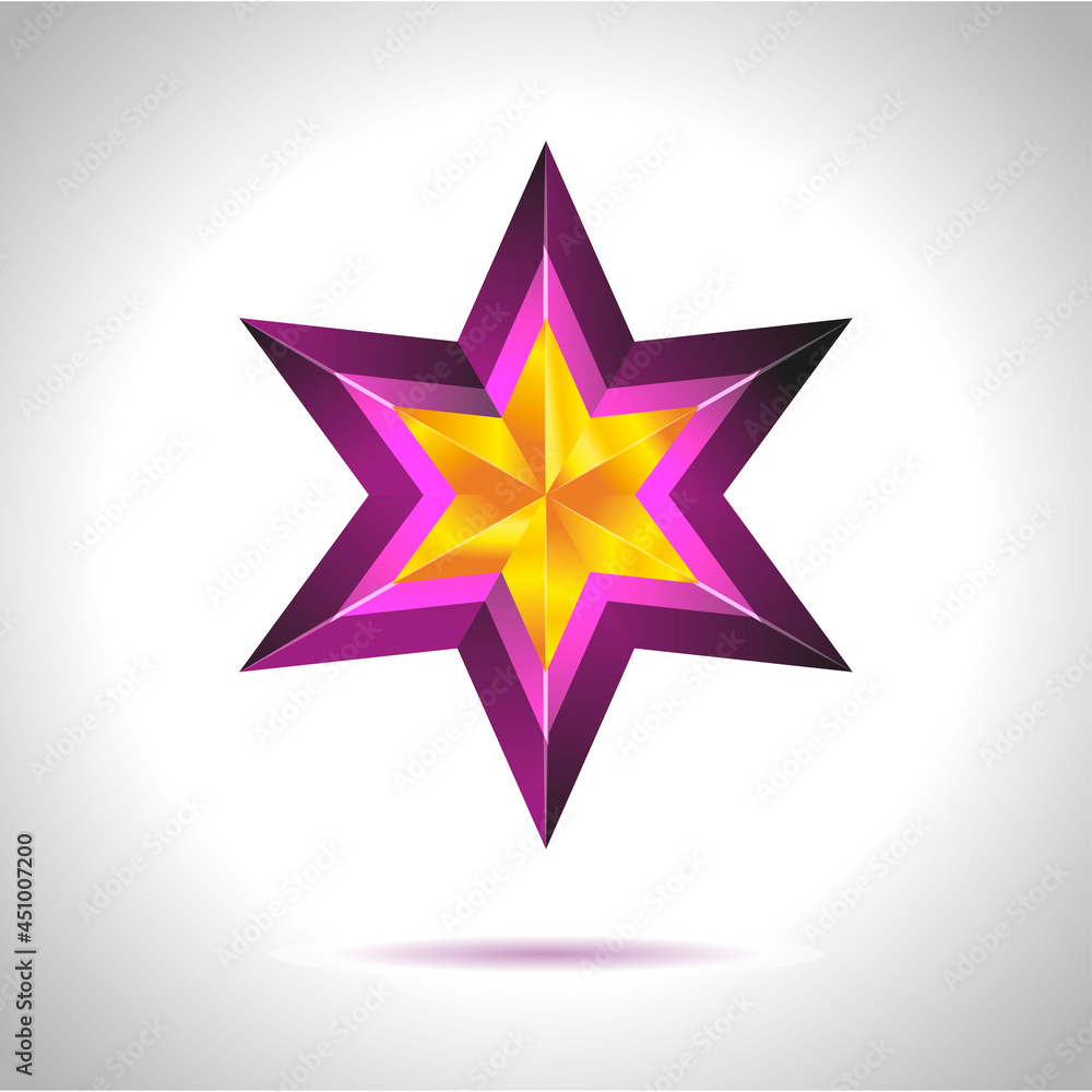 Wall mural Shiny Gold Star. Christmas Illustration for design on white background