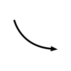 Decline trend icon. Presentation chart with downward curve with decreasing values. Vector Illustration