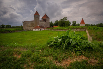 The photo of Kuressaare castle and its surroundings on Saaremaa island, Estonia.