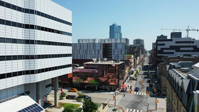 Aerial scene of London, Ontario, Canada downtown 4K