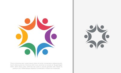 Obraz premium Global Community Logo Icon Elements Template. Community human Logo template vector. Community health care. Abstract Community logo