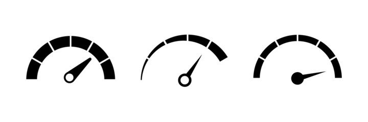 Speedometer, tachometer, indicator icons. Performance measurement. White background. Vector illustration. EPS 10