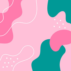 Modern abstract template drawn by hand. Trendy square background with organic and geometric shapes. Cute vector illustration.