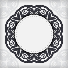 Luxurious postcards in white color with abstract patterns. Invitation card design with mandala ornament.