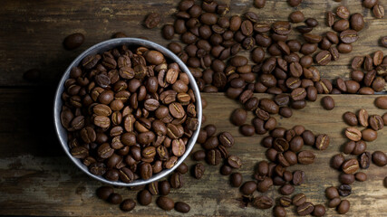 Images of coffee with elements such as coffee beans, coffee sets, and various backgrounds.