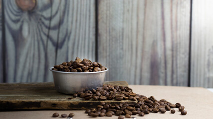 Images of coffee with elements such as coffee beans, coffee sets, and various backgrounds.
