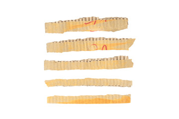 Recycled paper craft stick on a white background. Brown paper torn or ripped pieces of paper isolated on white background with clipping path.