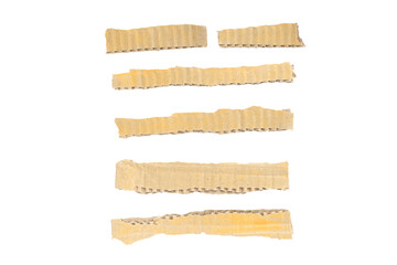 Fototapeta na wymiar Recycled paper craft stick on a white background. Brown paper torn or ripped pieces of paper isolated on white background with clipping path.