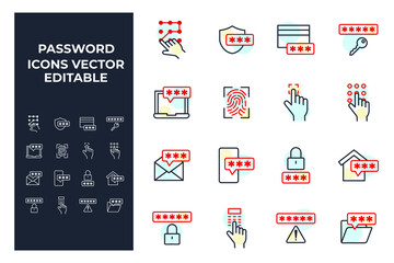 set of Password elements symbol template for graphic and web design collection logo vector illustration