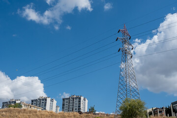 hight voltage pool on cloudy background