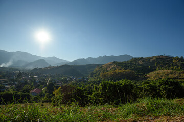 sunrise on the mountain and beautiful.