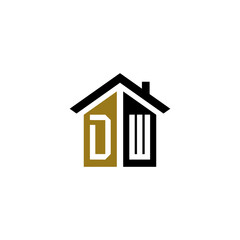 dw home logo design vector luxury linked