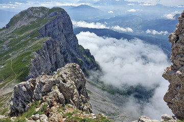 Randonnée dans le Vercors en France, la grande et la petite Moucherolles et le col des 2 sœurs