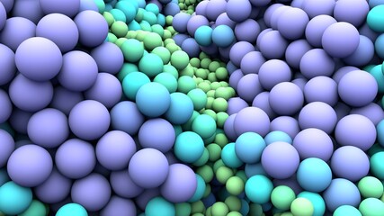 Diseño abstracto de esferas. Ilustración de esferas realistas con degradado. Render de arte tridimensional.