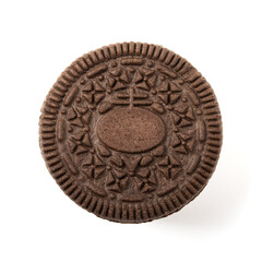 sandwich chocolate cookies with cream isolated on white background