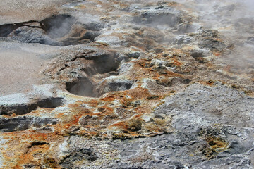 geyser in national park, Geysir, Namafjall, Haukadalur valley, Iceland 