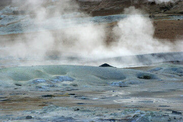geyser in national park, Geysir, Namafjall, Haukadalur valley, Iceland 