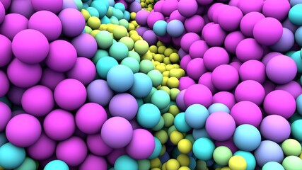 Diseño abstracto de esferas. Ilustración de esferas realistas con degradado. Render de arte tridimensional.