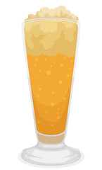 Frothy beer served in a pilsner glass mug, Vector illustration