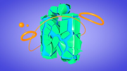 Diseño abstracto de letra Ñ. Render colorido de letra empapelada. Ilustración 3d de letra. Arte tridimensional colorido.