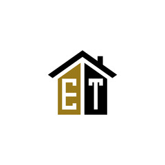et home logo design vector luxury linked
