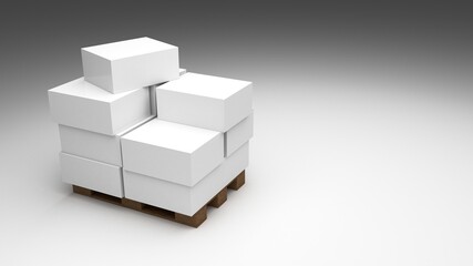 Industrial wooden pallet loaded with some cartons