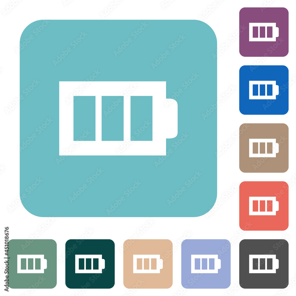 Aufkleber full battery with three load units alternate rounded square flat icons