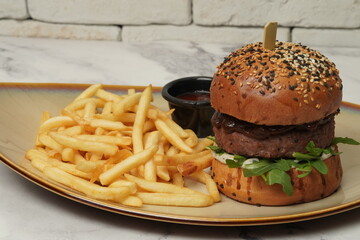 burger and fries