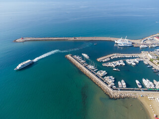 Terracina , Latina Italy , Italian Sea, Mediterranean sea destination. Aerial view Terracina 