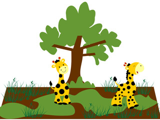 Naklejka premium Vector Illustration of a Cute Little Giraffe