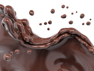 Splash chocolate 3d rendering