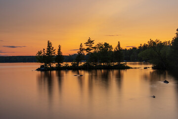 A large lake at dusk