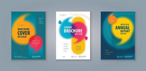 Business Leaflet Brochure Flyer Corporate book cover Template, Abstract Speech Bubble in halftone