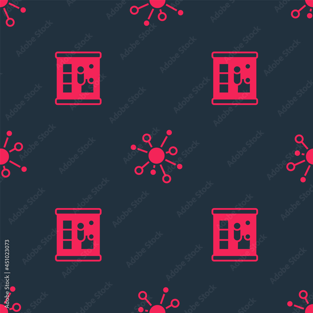 Poster set graphing paper for engineering and molecule on seamless pattern. vector