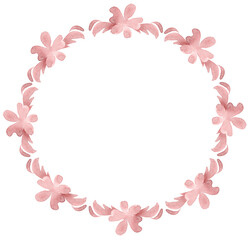 Fototapeta na wymiar Watercolor frame with pink flowers. Hand painted frame for background, wallpaper, textures, decor.