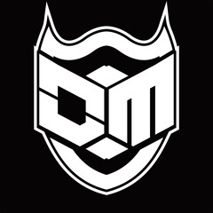 OM Logo monogram design isolated with shield shape design template