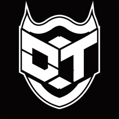 OT Logo monogram design isolated with shield shape design template