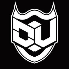 OU Logo monogram design isolated with shield shape design template