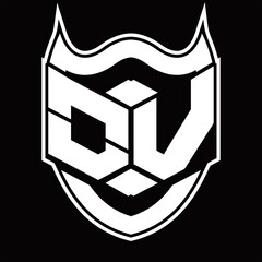 OV Logo monogram design isolated with shield shape design template